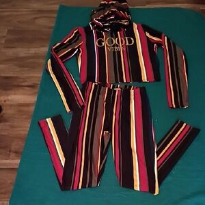 Striped Hoodie and Leggings Set